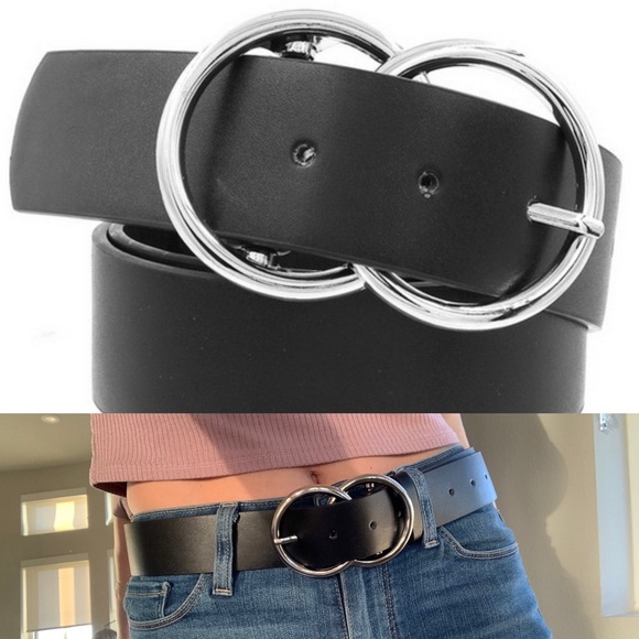 Black/Silver Double O-Ring Belt - Picture 2 of 2